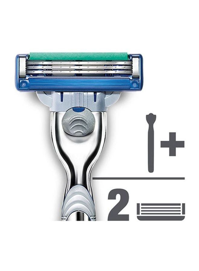 Gillette Mach3 Turbo Razor Silver/Blue - Image 2