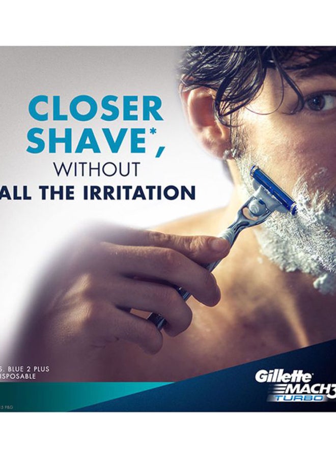 Gillette Mach3 Turbo Razor Silver/Blue - Image 3