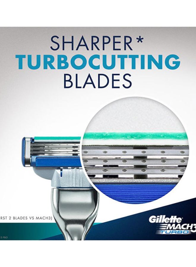 Gillette Mach3 Turbo Razor Silver/Blue - Image 5
