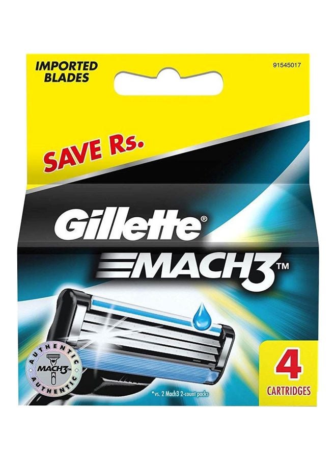 Gillette 4-Piece Mach3 Manual Shaving Razor Blades Silver/Blue/Black 1x0.2x1.1cm - Image 1
