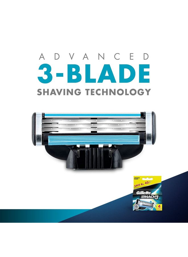 Gillette 4-Piece Mach3 Manual Shaving Razor Blades Silver/Blue/Black 1x0.2x1.1cm - Image 2