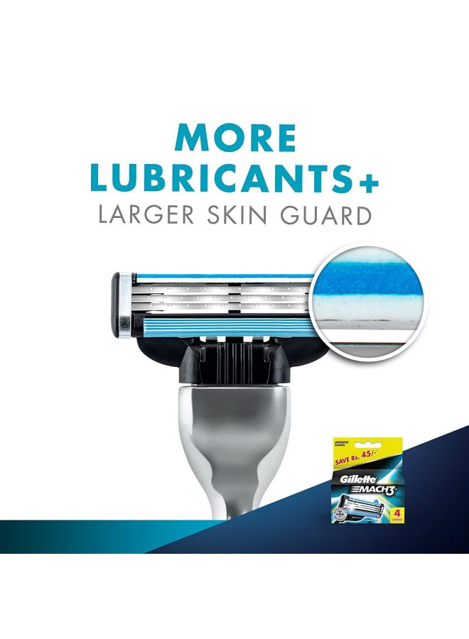Gillette 4-Piece Mach3 Manual Shaving Razor Blades Silver/Blue/Black 1x0.2x1.1cm - Image 4