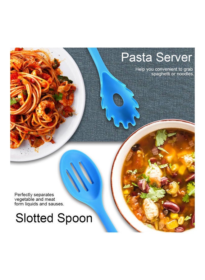 Silicone Kitchen Utensil Set 10 Pcs Heat Resistant Non-Stick Spoon Spatula Ladle Cooking Tools Dinnerware Blue 31.7*7.5*9.8cm  - Image 5