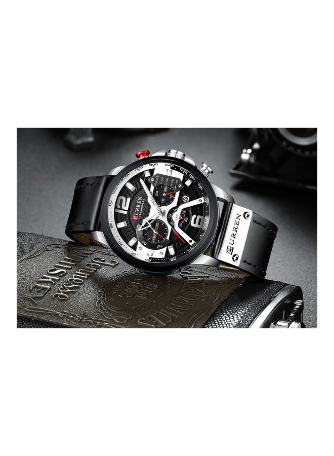 CURREN 8329 quartz watch with silver case and black belt  - Image 2