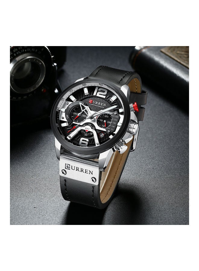 CURREN 8329 quartz watch with silver case and black belt  - Image 3