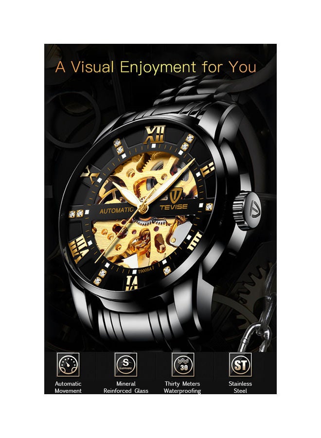 The TEVISE TEVISE men's watch is all black - Image 3