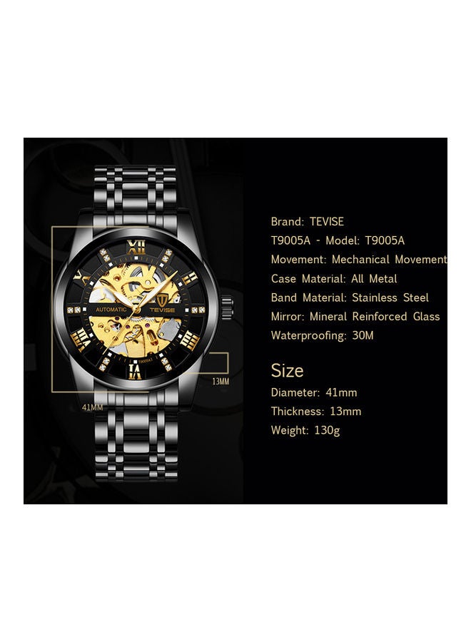 The TEVISE TEVISE men's watch is all black - Image 5