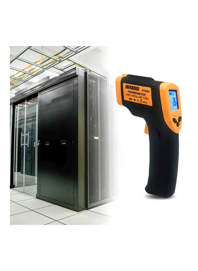 مقياس حرارة DT8380 محمول باليد بشاشة LCD يعمل بالأشعة تحت الحمراء لقياس درجة الحرارة بدون تلامس أسود/ أصفر 19.8x11x5سم - Image 3