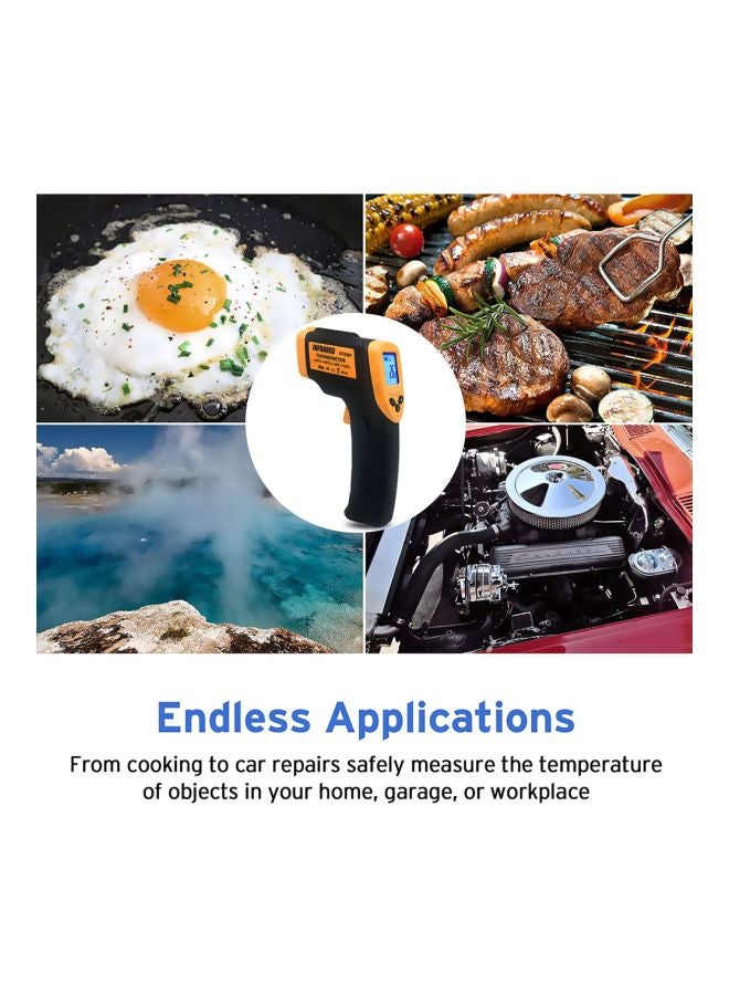 مقياس حرارة DT8380 محمول باليد بشاشة LCD يعمل بالأشعة تحت الحمراء لقياس درجة الحرارة بدون تلامس أسود/ أصفر 19.8x11x5سم - Image 4