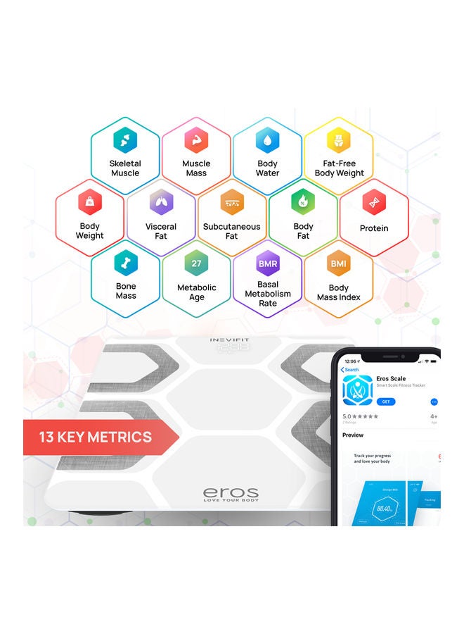 Eros Bluetooth Smart Body Fat Analyzer Scale
