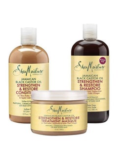 SheaMoisture Strengthen And Restore Shampoo And Conditioner With Treatment Masque 1xShampoo (16.3 ), 1xConditioner (13), 1xTreatment Masque (12)  - Image 1