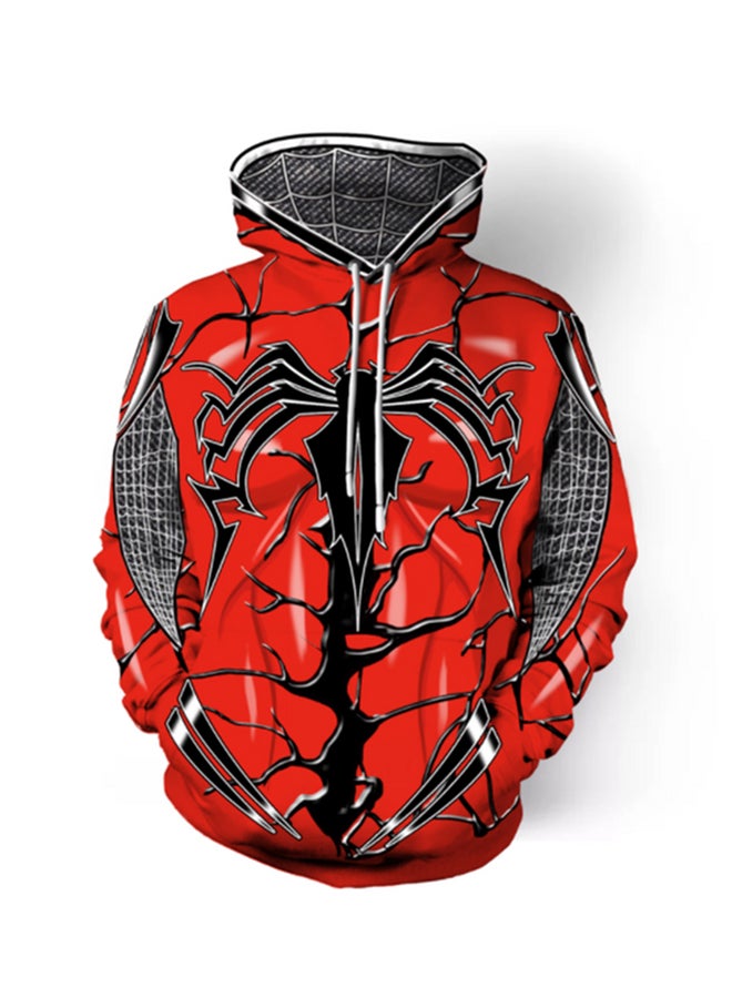 Comfortable Casual Hoodie Red/Black/Grey