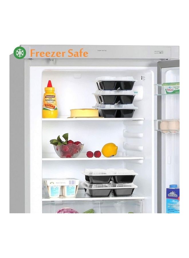 مجموعة من 10 حاويات لتحضير الوجبات مقسمة من 3 أقسام مع أغطية أسود - Image 2