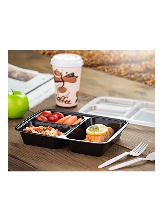 مجموعة من 10 حاويات لتحضير الوجبات مقسمة من 3 أقسام مع أغطية أسود - Image 5