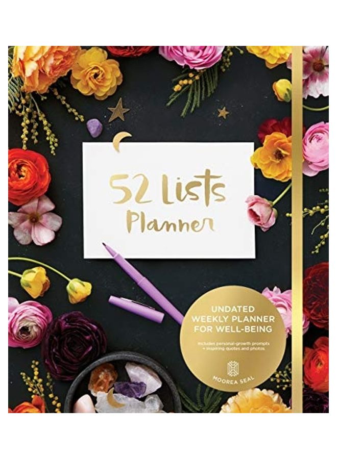52 Lists Planner (Black Floral) Undated Monthly/Weekly Planner with Prompts for Well-Being, Reflection, Personal Growth, and Daily Gratitude paperback english - Image 1