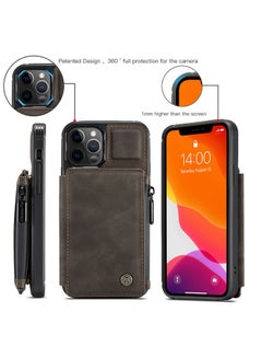 CaseMe Zipper Wallet Case With RFID Blocking And Double Magnetic Clasp For Apple iPhone 12 Pro Max Coffee  - Image 5