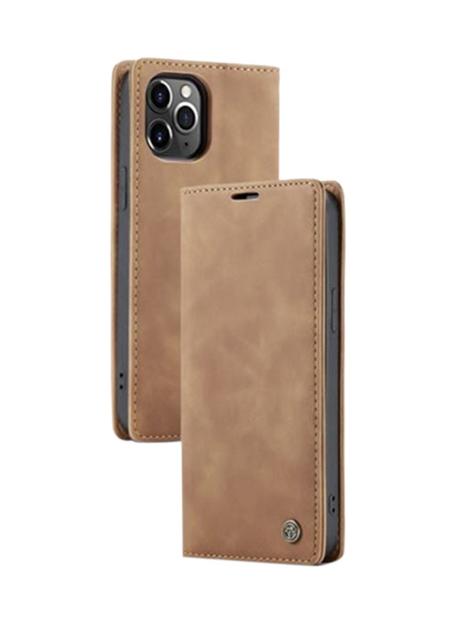 CaseMe Soft Slim Folio Flip Wallet Case With 2 Cards Slot For Apple iPhone 12 Pro Max Brown  - Image 1