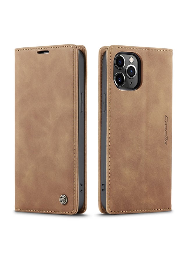 CaseMe Soft Slim Folio Flip Wallet Case With 2 Cards Slot For Apple iPhone 12 Pro Max Brown  - Image 2