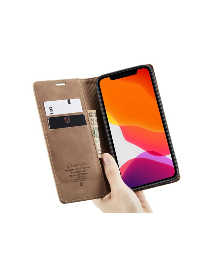 CaseMe Soft Slim Folio Flip Wallet Case With 2 Cards Slot For Apple iPhone 12 Pro Max Brown  - Image 3