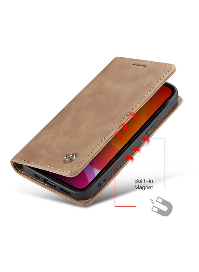 CaseMe Soft Slim Folio Flip Wallet Case With 2 Cards Slot For Apple iPhone 12 Pro Max Brown  - Image 4