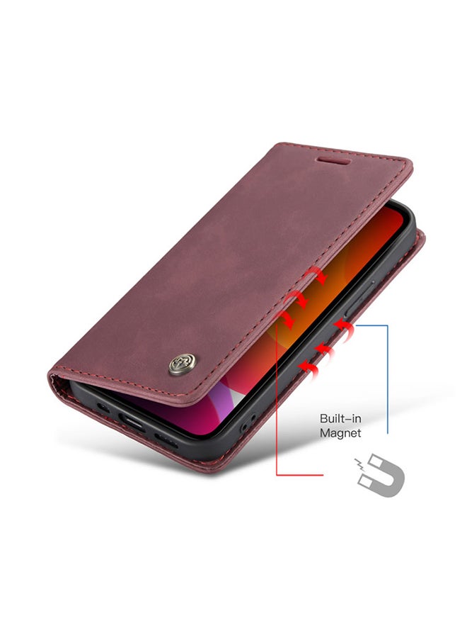 CaseMe Soft Slim Folio Flip Wallet Case With 2 Cards Slot For Apple iPhone 12 Pro Max Red  - Image 4
