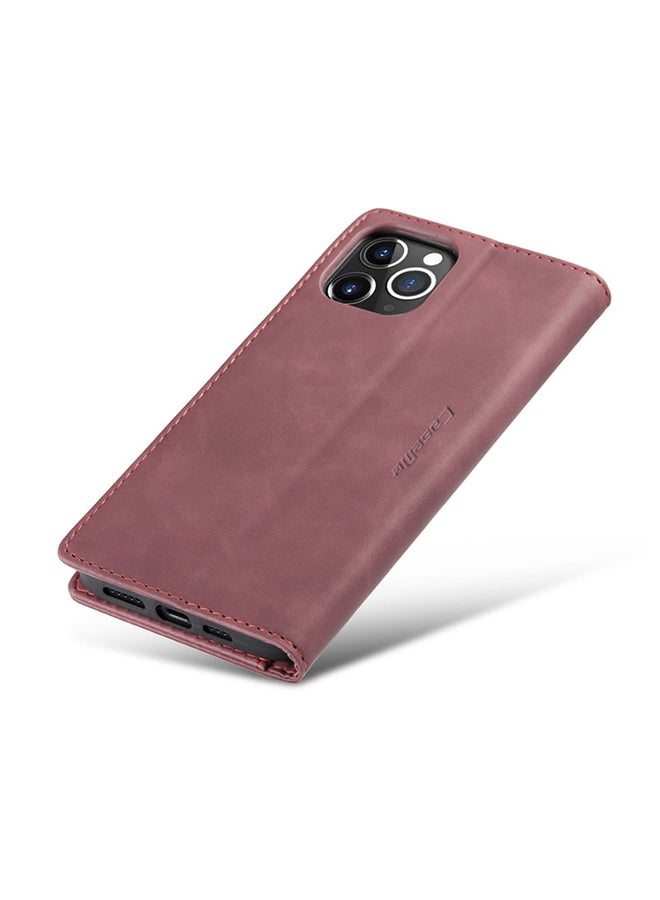 CaseMe Soft Slim Folio Flip Wallet Case With 2 Cards Slot For Apple iPhone 12 Pro Max Red  - Image 5