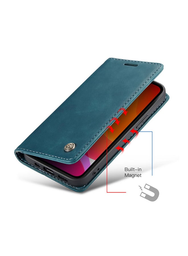 CaseMe Soft Slim Folio Flip Wallet Case With 2 Cards Slot For Apple iPhone 12 Pro Max Blue Blue  - Image 4
