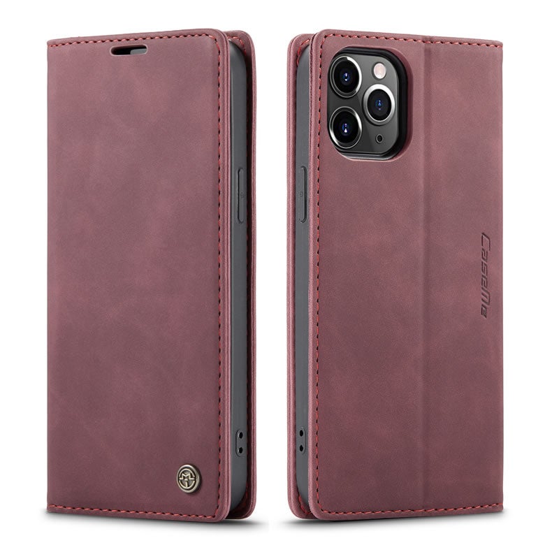 CaseMe Soft Slim Folio Flip Wallet Case With 2 Cards Slot For Apple iPhone 12 Pro Max Red  - Image 2