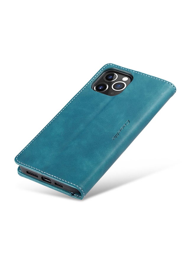 CaseMe Soft Slim Folio Flip Wallet Case With 2 Cards Slot For Apple iPhone 12 Pro Max Blue Blue  - Image 5