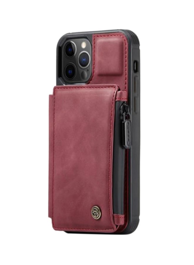 CaseMe Zipper Wallet Case With RFID Blocking And Double Magnetic Clasp For Apple iPhone 12 Pro Red - Image 1