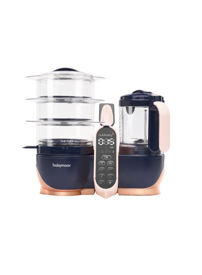 babymoov Nutribaby+ XL 6 In 1 Nutritionist Approved Food Processor With Steam Cooker, Multi-Speed Blender, Baby Puree Maker, Warmer, Defroster, Steriliser BMA001127_UK Navy Blue/Golden  - Image 1