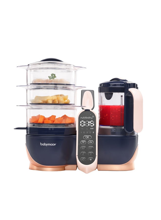 babymoov Nutribaby+ XL 6 In 1 Nutritionist Approved Food Processor With Steam Cooker, Multi-Speed Blender, Baby Puree Maker, Warmer, Defroster, Steriliser BMA001127_UK Navy Blue/Golden  - Image 2