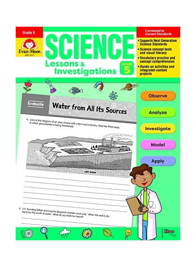 Science Lessons and Investigations, Grade 5 Paperback English by Educational Publishers, Evan-Moor - 43831 - Image 1