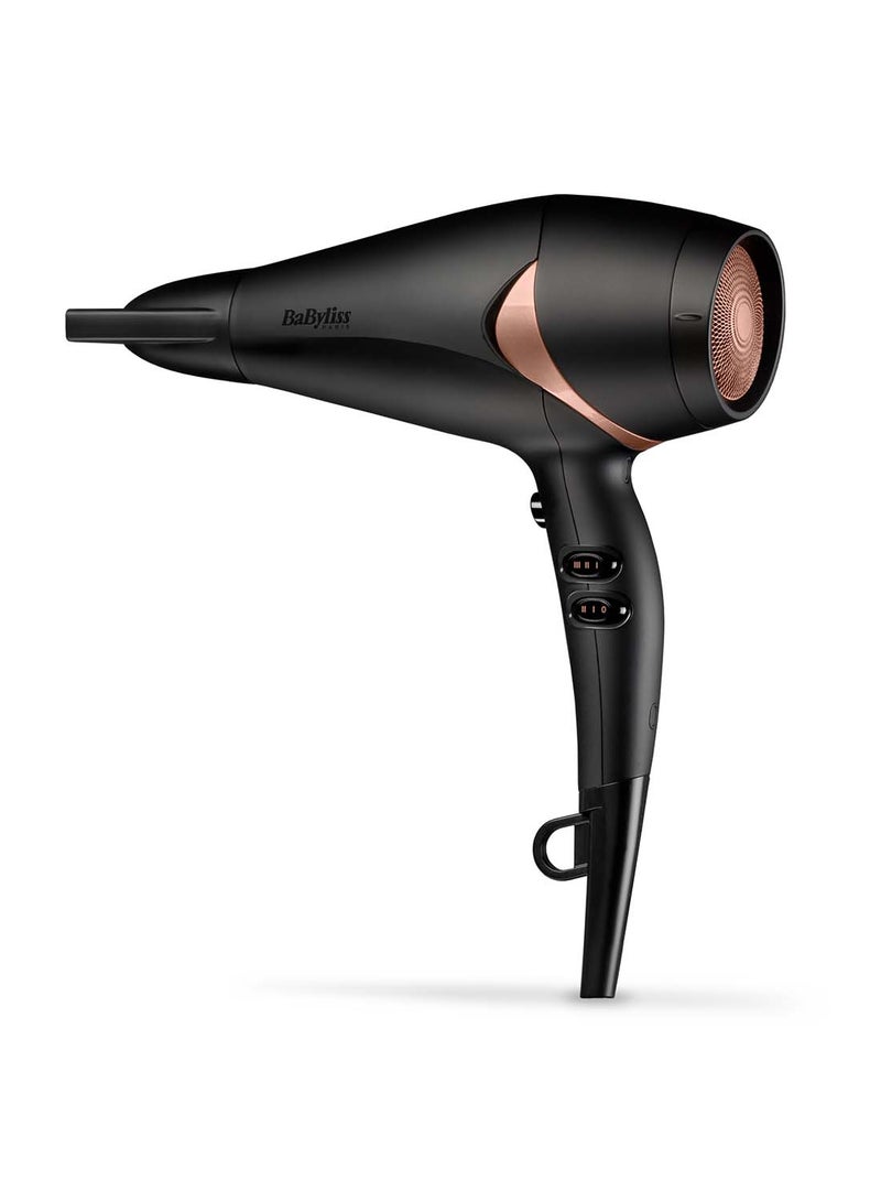 babyliss - Dc Dryer 2200W - 2.5M Cord With Powerful And Fast Drying Super Ionic Technology With Nano Quartz Ceramic, Removable Rear Filter Nano Quartz Ceramic With Cool Shot Feature - D566SDE, Black Back/Bronze 243 (L)  x 94 (W)  x 262 (H) - Image 1