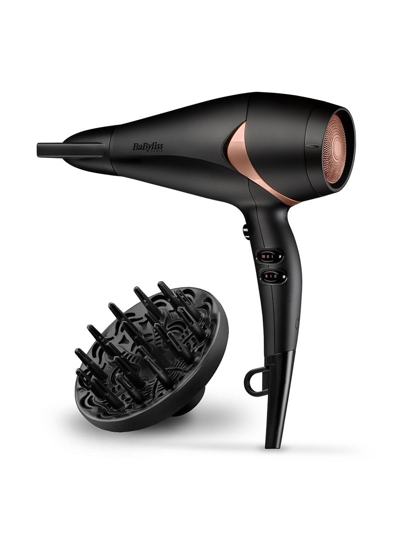 babyliss - Dc Dryer 2200W - 2.5M Cord With Powerful And Fast Drying Super Ionic Technology With Nano Quartz Ceramic, Removable Rear Filter Nano Quartz Ceramic With Cool Shot Feature - D566SDE, Black Back/Bronze 243 (L)  x 94 (W)  x 262 (H) - Image 1