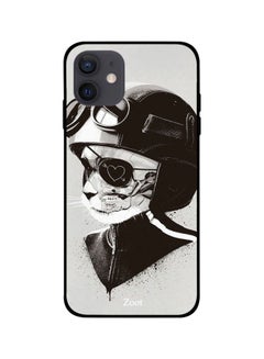 Cat With Helmet Printed Case Cover -for Apple iPhone 12 mini Grey/Black/White Grey/Black/White