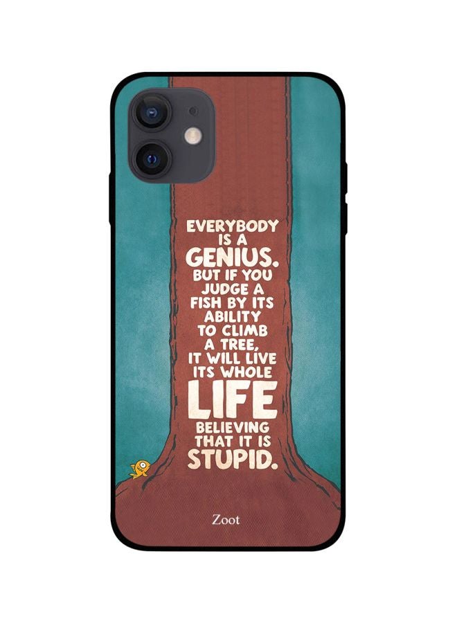 Zoot Everybody Is A Genius Quote Printed Case Cover -for Apple iPhone 12 mini Brown/Blue/White Brown/Blue/White - Image 1
