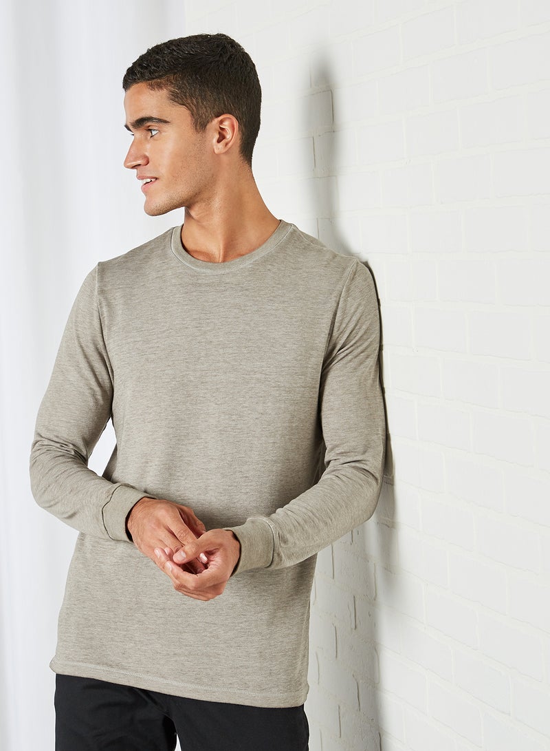 FOREVER 21 Plain Round Neck T-Shirt Grey - Image 1