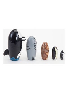 Generic 5-Piece Wooden Whale Penguin Animal Matryoshka Nesting Dolls  - Image 2