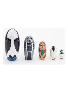 Generic 5-Piece Wooden Whale Penguin Animal Matryoshka Nesting Dolls  - Image 3