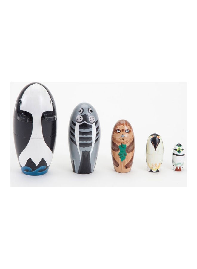 5-Piece Wooden Whale Penguin Animal Matryoshka Nesting Dolls  - Image 3