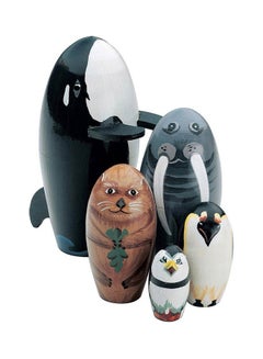 Generic 5-Piece Wooden Whale Penguin Animal Matryoshka Nesting Dolls  - Image 1