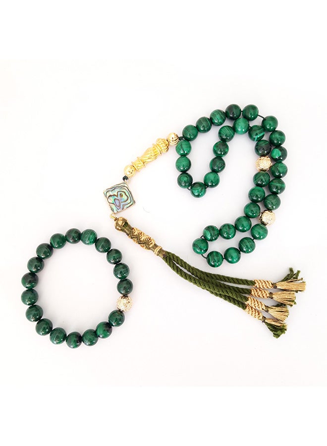 Miracle Empire - Natural Malakite Prayer Beads With Bracelet - Image 1