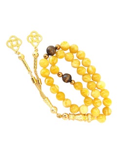 Natural Amber Sand And Tiger Eye Prayer Beads