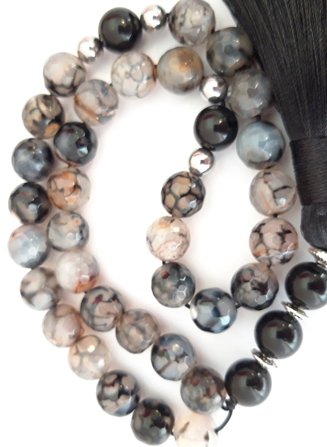 Miracle Empire - Natural Dragon Vains Agate And Onyx Prayer Beads - Image 1