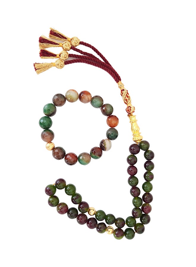 ميركال إمبراير مسبحة من العقيق الطبيعي مزودة بسوار