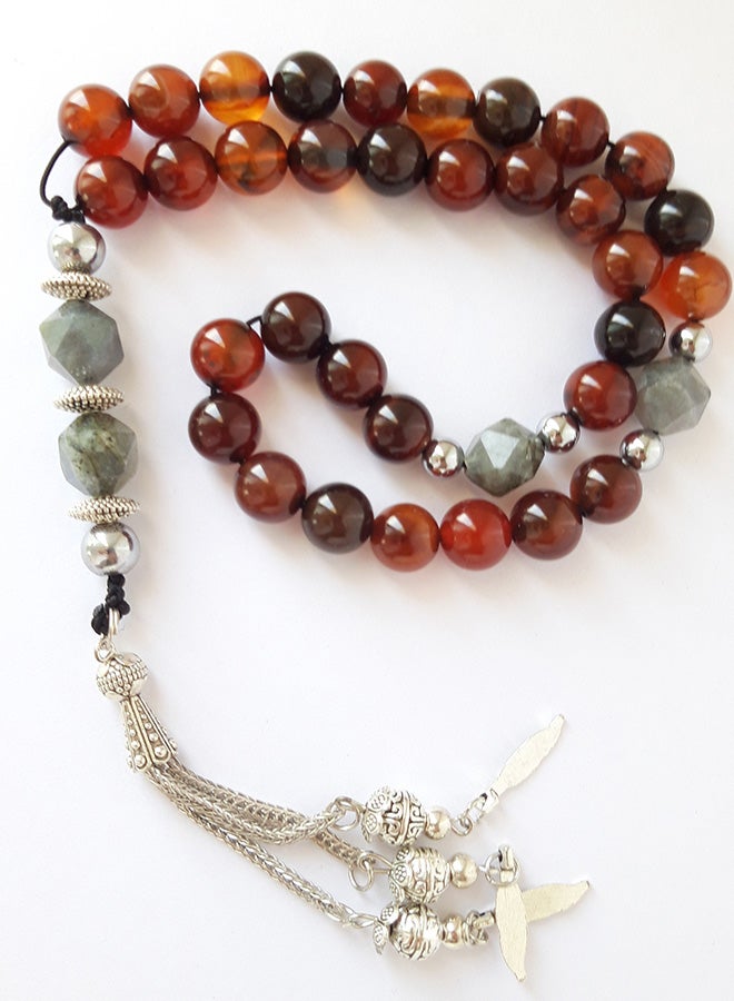 ميركال إمبراير سبحة صلاة من العقيق الأحمر واللبرادوريت الطبيعي - Image 2