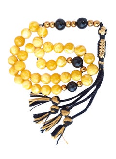 Natural Amber Sand And Onyx Prayer Beads