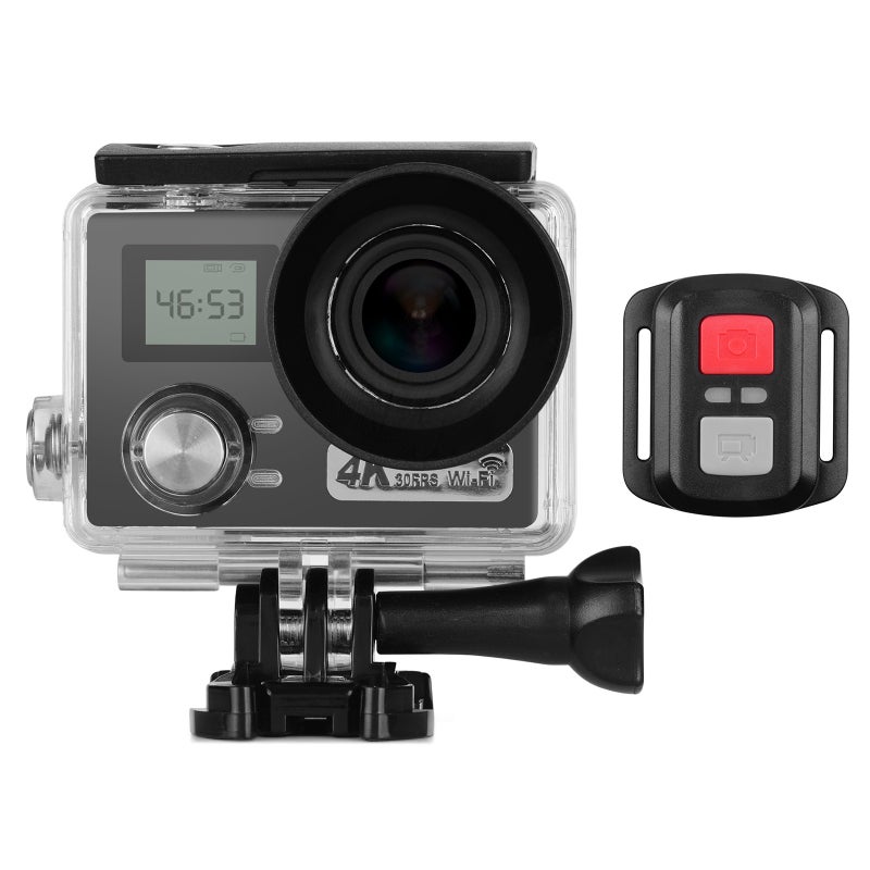 Generic 4K Dual LCD Screen Action Camera With Remote Shutter Waterproof Case  - Image 1