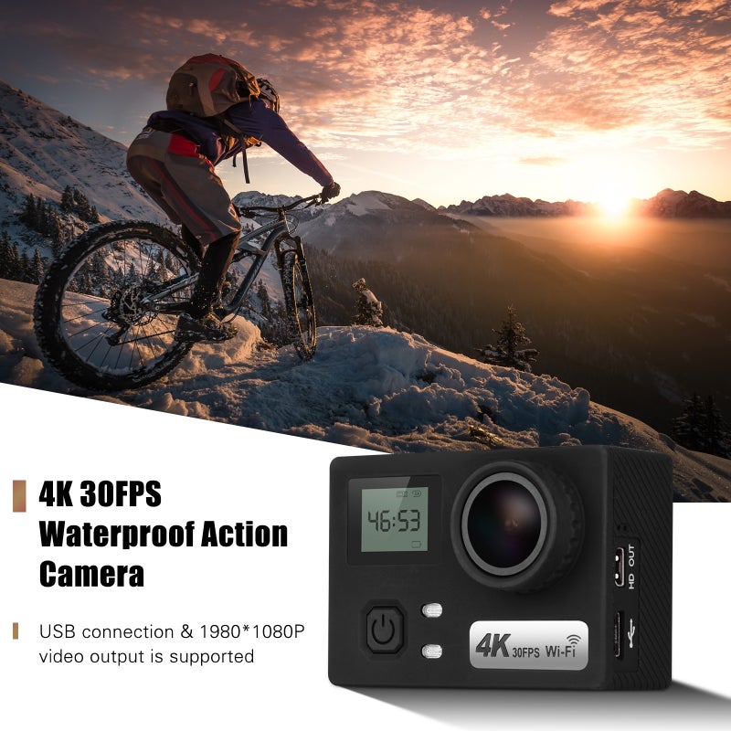Generic 4K Dual LCD Screen Action Camera With Remote Shutter Waterproof Case  - Image 4
